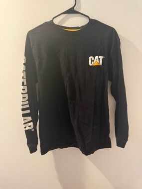 Caterpillar Black Tee with Yellow Neck Trim
